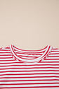 Floral Stripe Patchwork Puff Sleeve Round Neck Top