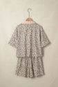 Leopard Collared V-Neck Top & Shorts Set