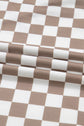 Checker Patchwork Tie Neck Oversized Hoodie