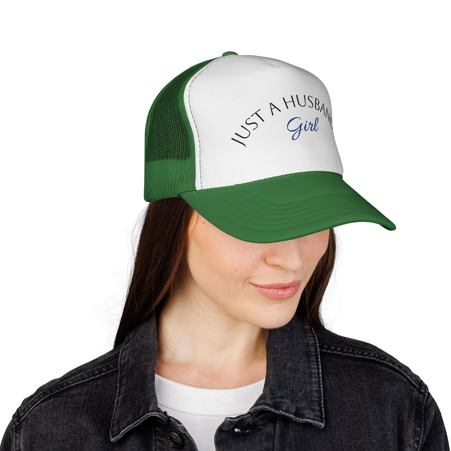 Trucker Cap — "Just a Husband's Girl" Embroidered Mesh Hat