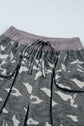 Camo Drawstring Contrast Waistband Barrel Cargo Pants