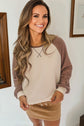 Colorblock Waffle Knit Raglan Sleeve Top
