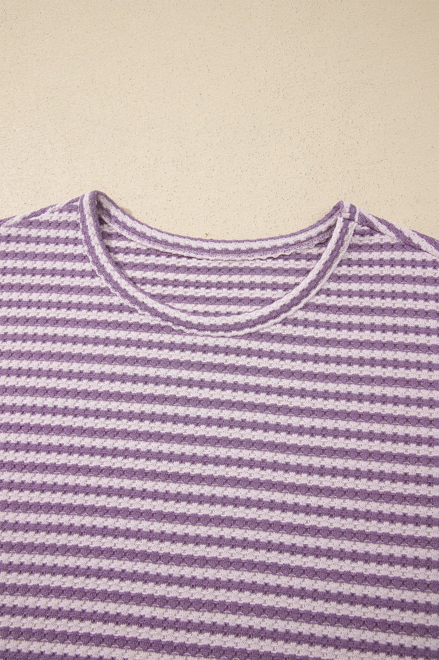 Stripe Textured Knit Top & Short Set