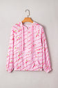 Floral Half Zip Kangaroo Pocket Drawstring Hoodie
