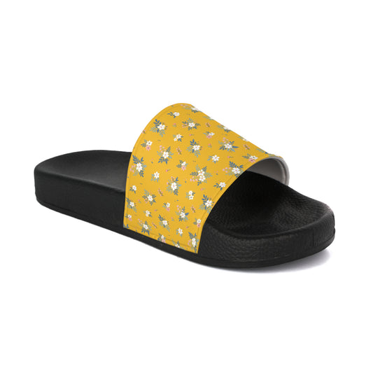 Yellow Daisy Slide Sandals — Women’s Floral Pool Slides