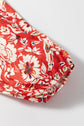 Red Colorful Floral Patchwork Long Sleeve Pleated Mini Dress