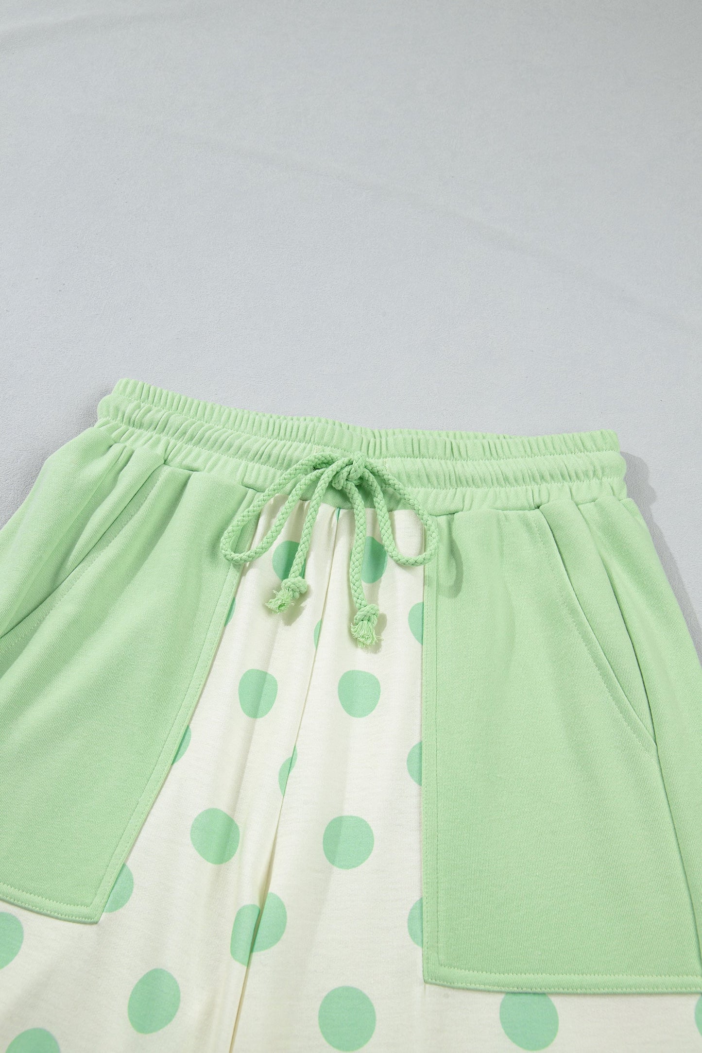 Polka Dot Patchwork Top & Wide Leg Pants Set