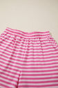 Stripe Cap Sleeve Tee & Elastic Waist Shorts Set