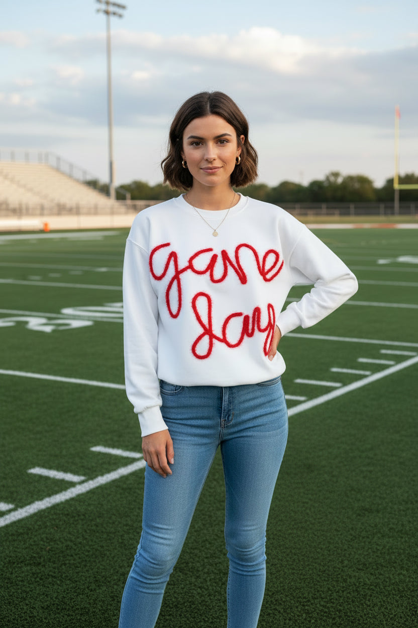 GAME DAY Tinsel Drop Shoulder Sweatshirt