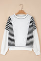 Stripe Colorblock Contrast Stitch Oversized Sweatshirt