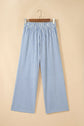Stripe Drawstring Elastic Waist Wide Leg Pants