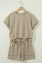 Stripe Textured Knit Top & Shorts Set