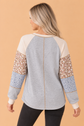 Floral Waffle Patchwork Raglan Long Sleeve Top