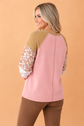 Floral Patchwork Waffle Knit Raglan Long Sleeve Top