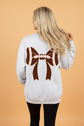 Game Day Football Bow Chenille Patch Oversized Sweatshirt