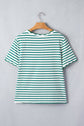 Stripe Scallop Trim Round Neck T-Shirt