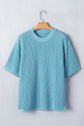 Solid Exposed Seam 3/4 Sleeve Loose Sweater