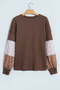 Floral Patchwork Waffle Knit Long Sleeve Top