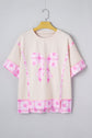 Floral Daisy Bow Patchwork Short Sleeve T-Shirt