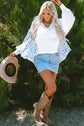 Floral Patchwork Batwing Sleeve V-Neck Blouse