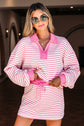 Stripe Collared V-Neck Pullover and Skort Set