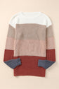 Colorblock Stripe Round Neck Pullover Sweater
