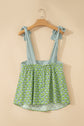Floral Stripe Tie Strap Babydoll Tank Top