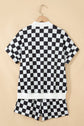 Checker Colorblock Mock Neck Top & Short Set