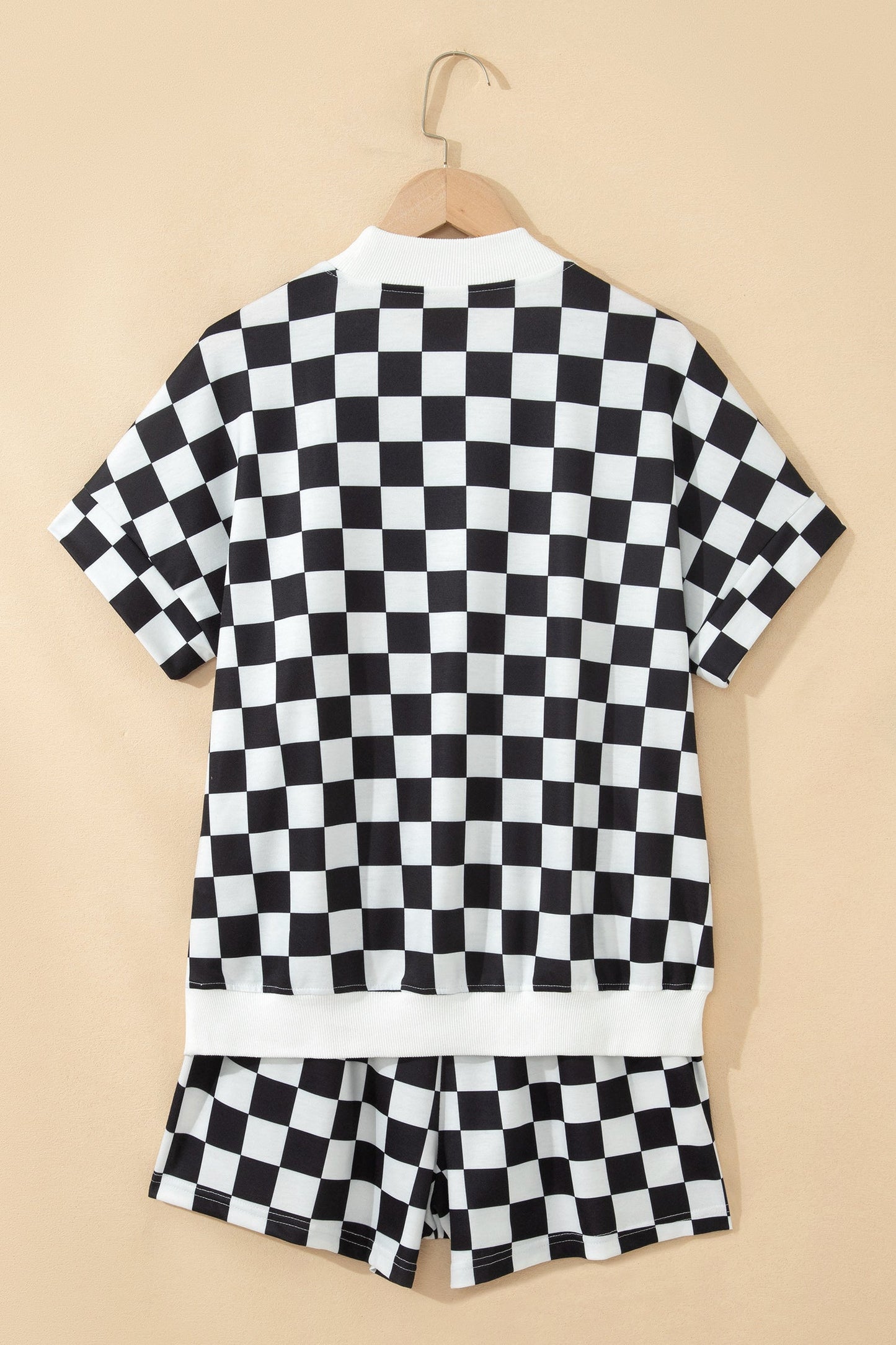 Checker Colorblock Mock Neck Top & Short Set
