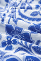 Blue Flower Print Puff Sleeve Tiered Dress