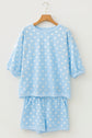 Polka Dot Oversized Top & Drawstring Shorts Set