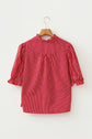 Stripe Ruffle Puff Sleeve Button Front Blouse
