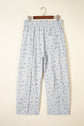 Floral Drawstring High Waist Seamed Barrel Pants