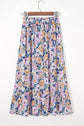 Floral Lace Up High Waist Ruffle Maxi Skirt
