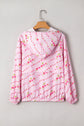Floral Half Zip Kangaroo Pocket Drawstring Hoodie