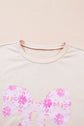 Floral Daisy Bow Patchwork Short Sleeve T-Shirt