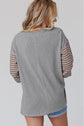Sky Blue Colorblock Striped Bishop Sleeve Top