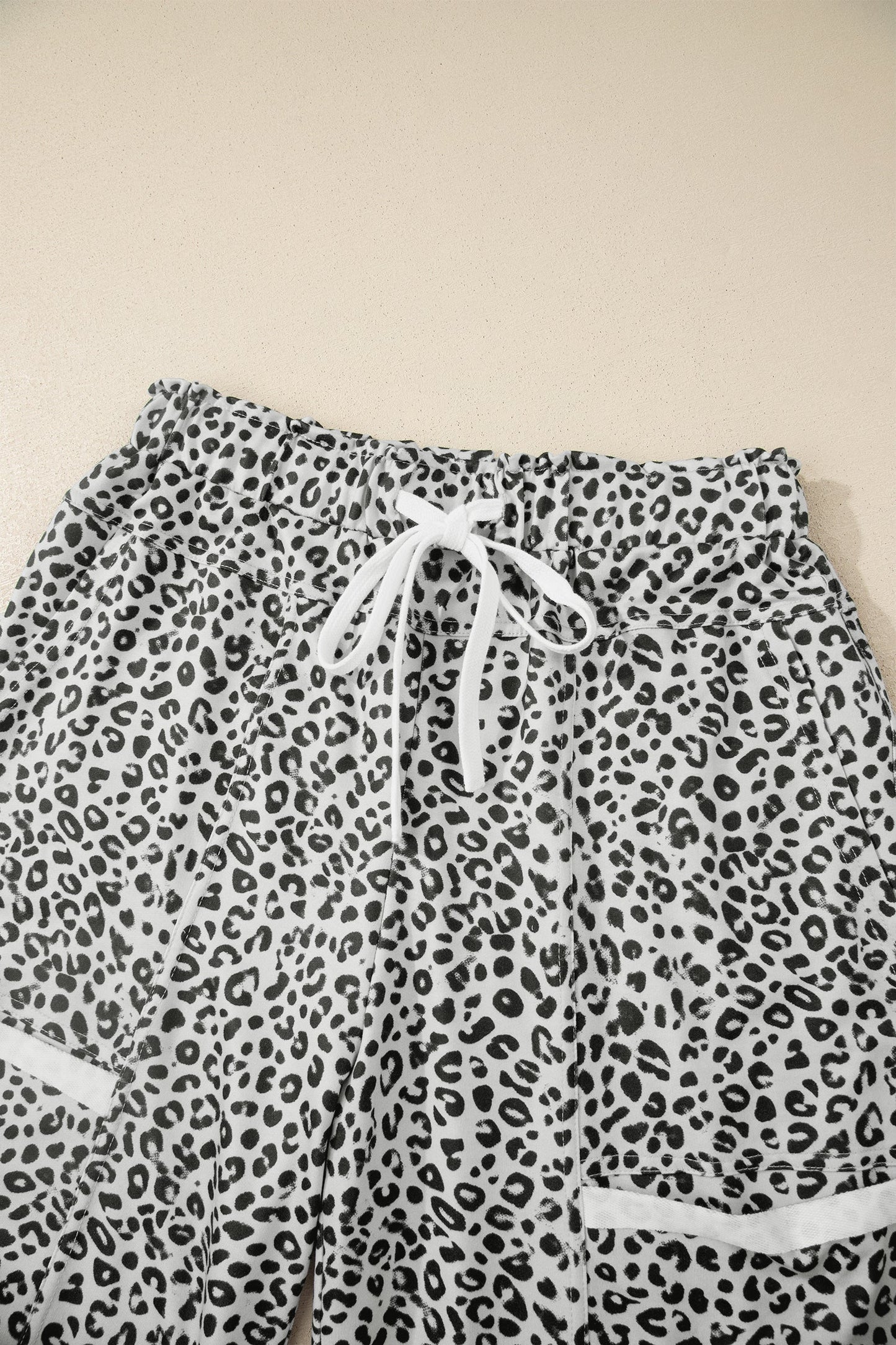 Leopard Terry Knit Wide Leg Pants