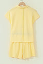 Solid Polo Tee & Elastic Waist Short Set