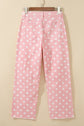 Polka Dot Denim Raw Hem Barrel Jeans