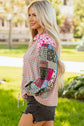 Boho Floral Patchwork Bubble Sleeve Blouse