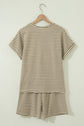 Stripe Textured Knit Top & Shorts Set