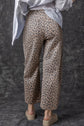 Khaki Leopard Printed Drawstring Elastic Waistband Pocketed Barrel Jeans