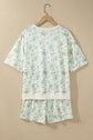 Floral Short Sleeve & Elastic Waist Short Sets