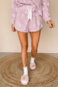 Light Pink Textured Leopard Fleece Loose Two Piece Lounge Set