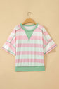 Stripe Exposed Seam Ribbed Patchwork Oversized Tee