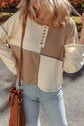 Colorblock Waffle Knit Long Sleeve Top