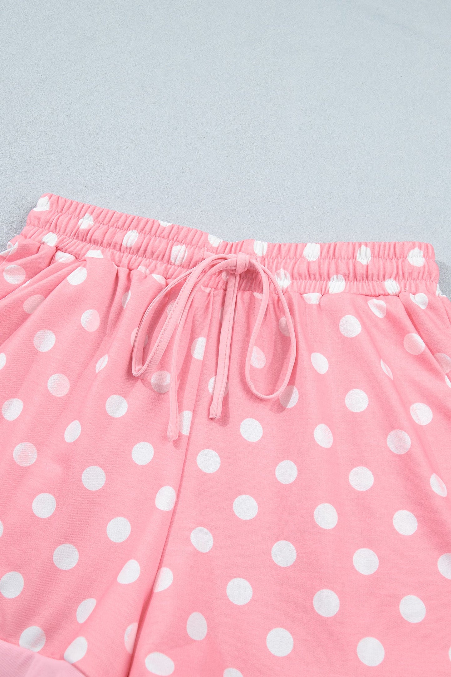 Polka Dot Oversized Top & Drawstring Shorts Set
