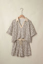 Leopard Collared V-Neck Top & Shorts Set