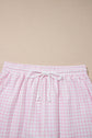 Gingham Half Zip Top & Elastic Waist Shorts Set